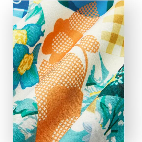 Commense Lemonade Print Lace Trim Maxi Dress – Citrus Patchwork Boho NWT Size XL - Picture 7 of 8